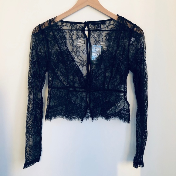 sheer floral lace top